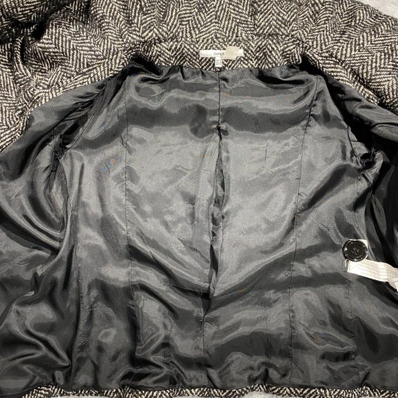 ZARA Peacoat Tweed Cowl Neck Double Breasted - Picture 7 of 8